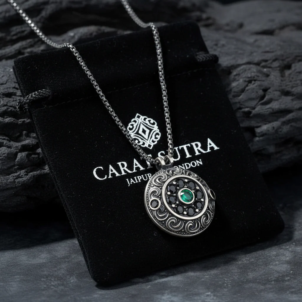 RARE PRINCE by CARAT SUTRA | Unique Designed Evil Eye Pendant for Men | 925 Sterling Silver Oxidized Pendant | Men's Jewelry | With Certificate of Authenticity and 925 Hallmark - Image 5