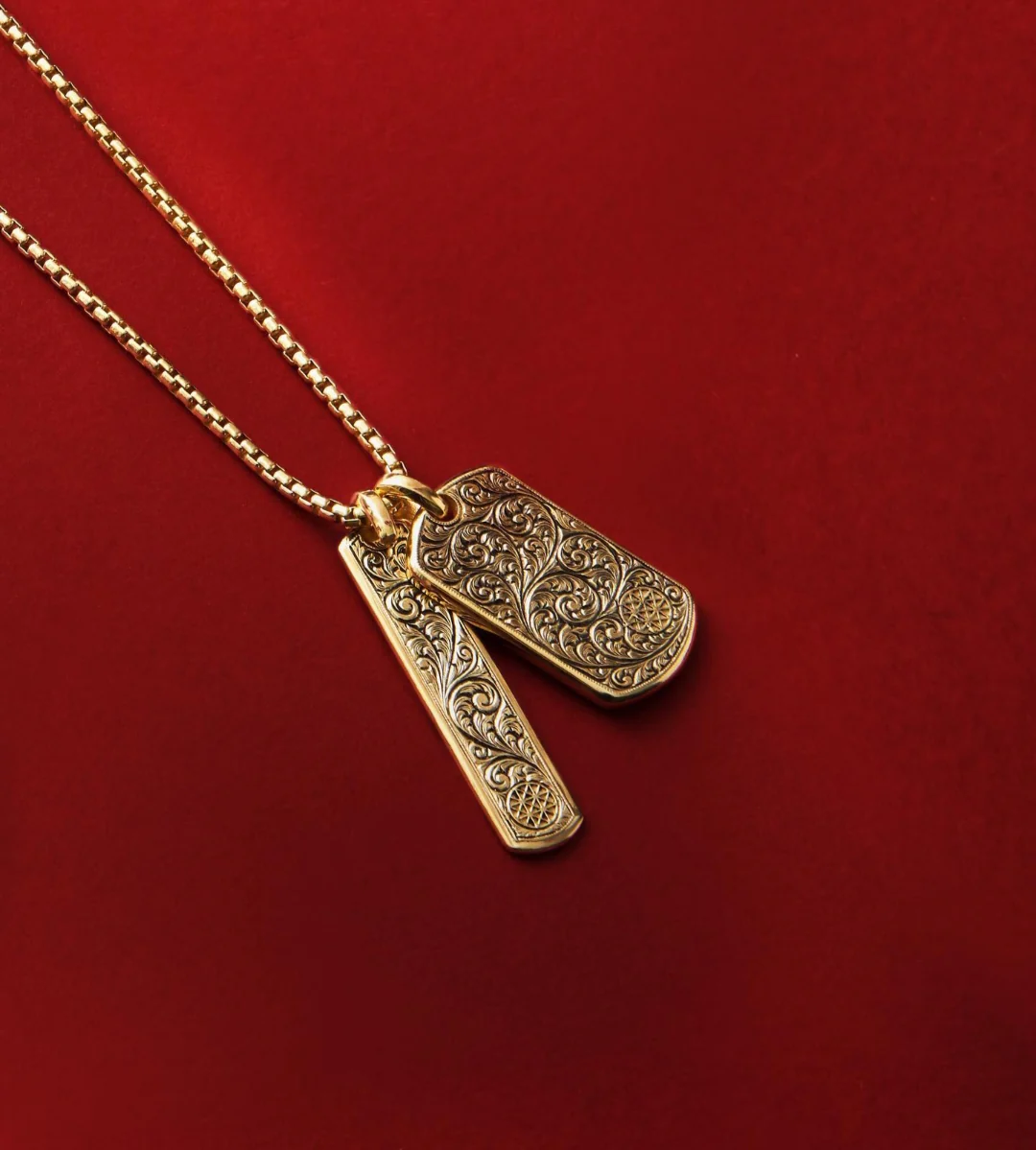 RARE PRINCE by CARAT SUTRA | Unique Samurai Engraved Tag Pendant for Men | 22kt Gold Micron Plated 925 Sterling Silver Pendant | Men's Jewelry | With Certificate of Authenticity and 925 Hallmark - Image 3