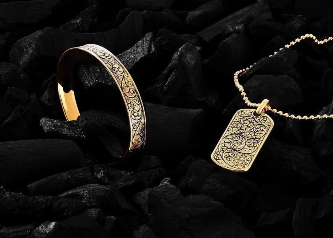 RARE PRINCE by CARAT SUTRA | Unique Samurai Engraved Tag Pendant for Men | 22kt Gold Micron Plated 925 Sterling Silver Pendant | Men's Jewelry | With Certificate of Authenticity and 925 Hallmark - Image 4