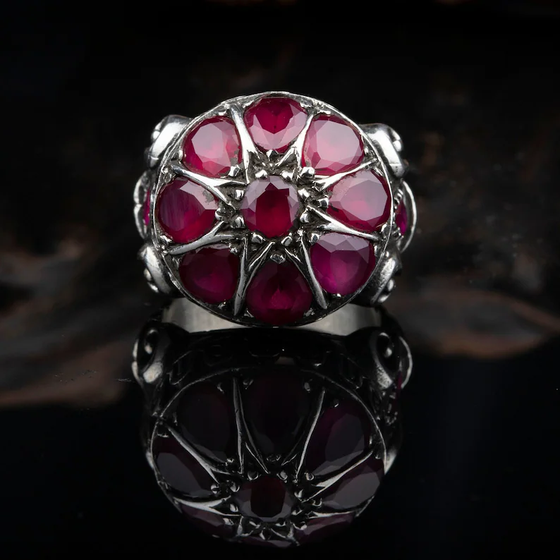 RARE PRINCE by CARAT SUTRA | Unique Designed Ring with Natural Victorian Ruby Dome| 925 Sterling Silver Oxidized Ring | Men's Jewelry | With Certificate of Authenticity and 925 Hallmark - Image 5
