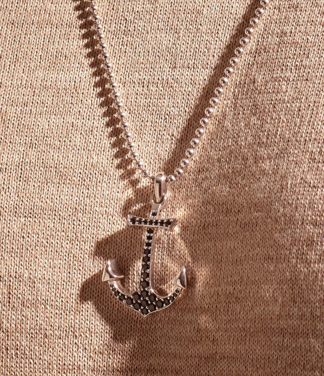 RARE PRINCE by CARAT SUTRA | Unique Designed Sailor's Anchor Pendant Studded with Black Zircons for Men, 925 Sterling Silver Pendant | Men's Jewelry | With Certificate of Authenticity and 925 Hallmark - Image 6
