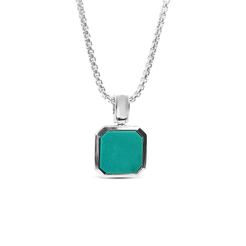 Simple Designed Silver Pendant in Natural Turquoise, 925 Sterling Silver Pendant | With Certificate of Authenticity and 925 Hallmark - Image 2