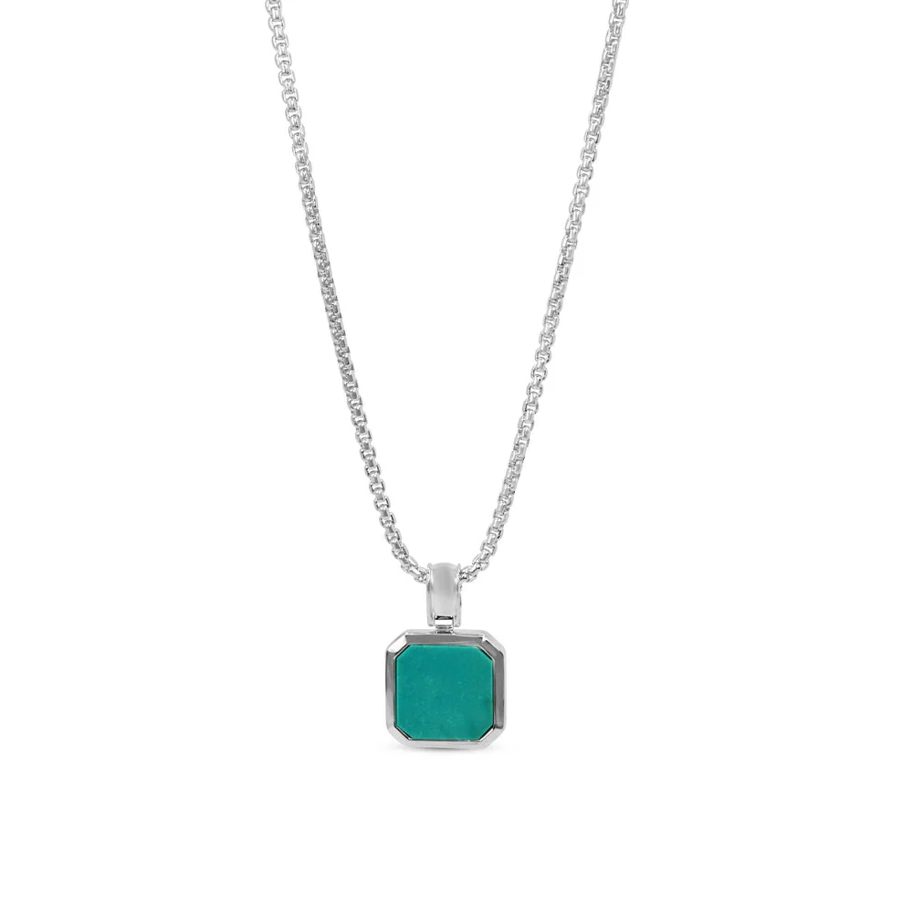 Simple Designed Silver Pendant in Natural Turquoise, 925 Sterling Silver Pendant | With Certificate of Authenticity and 925 Hallmark - Image 4
