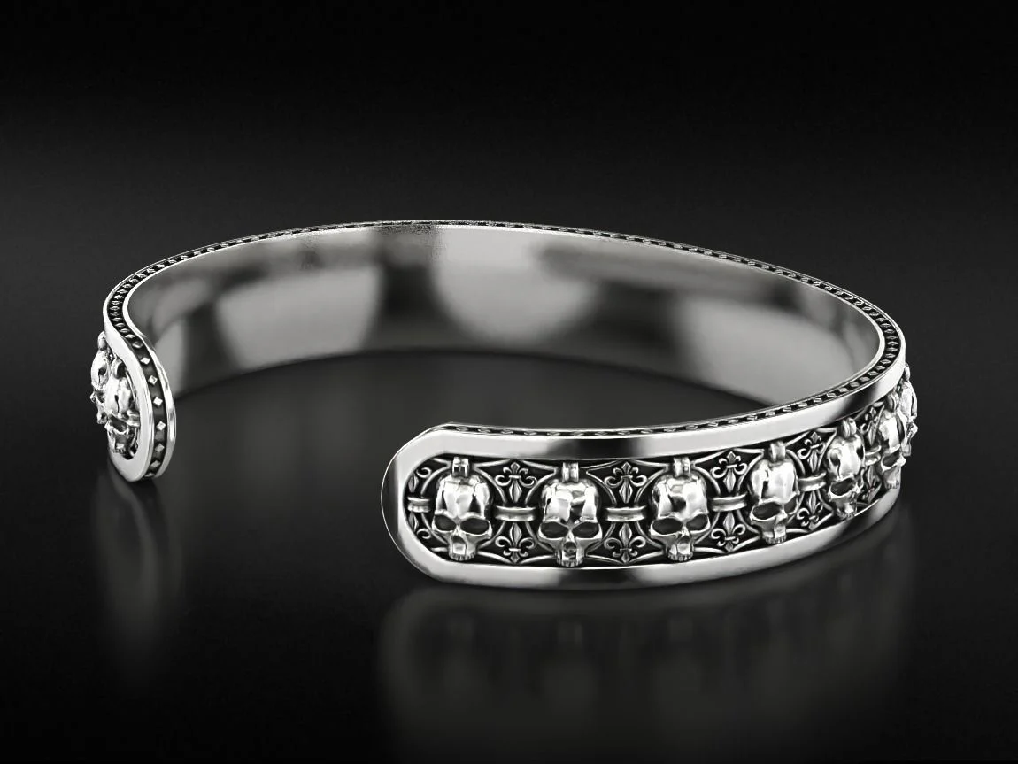 RARE PRINCE by CARAT SUTRA | Unique Adjustable Designed Skull Cuff | Bracelet for Men | Biker Bracelet for Men | 925 Sterling Silver Bracelet | Men's Jewelry | With Certificate of Authenticity and 925 Hallmark - Image 5