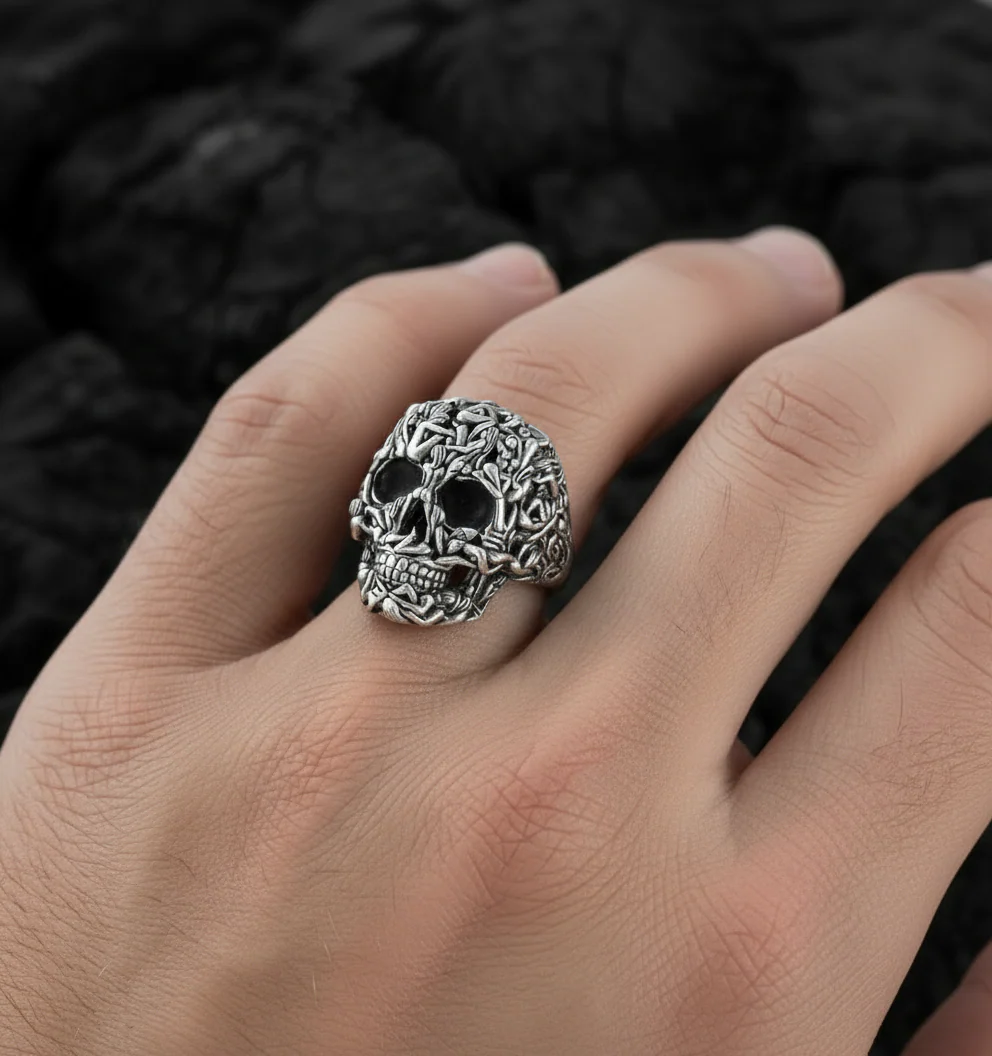 RARE PRINCE by CARAT SUTRA | Unique Designed Women's Body Skull Ring | 925 Sterling Silver Oxidized Ring | Men's Jewelry | With Certificate of Authenticity and 925 Hallmark - Image 5
