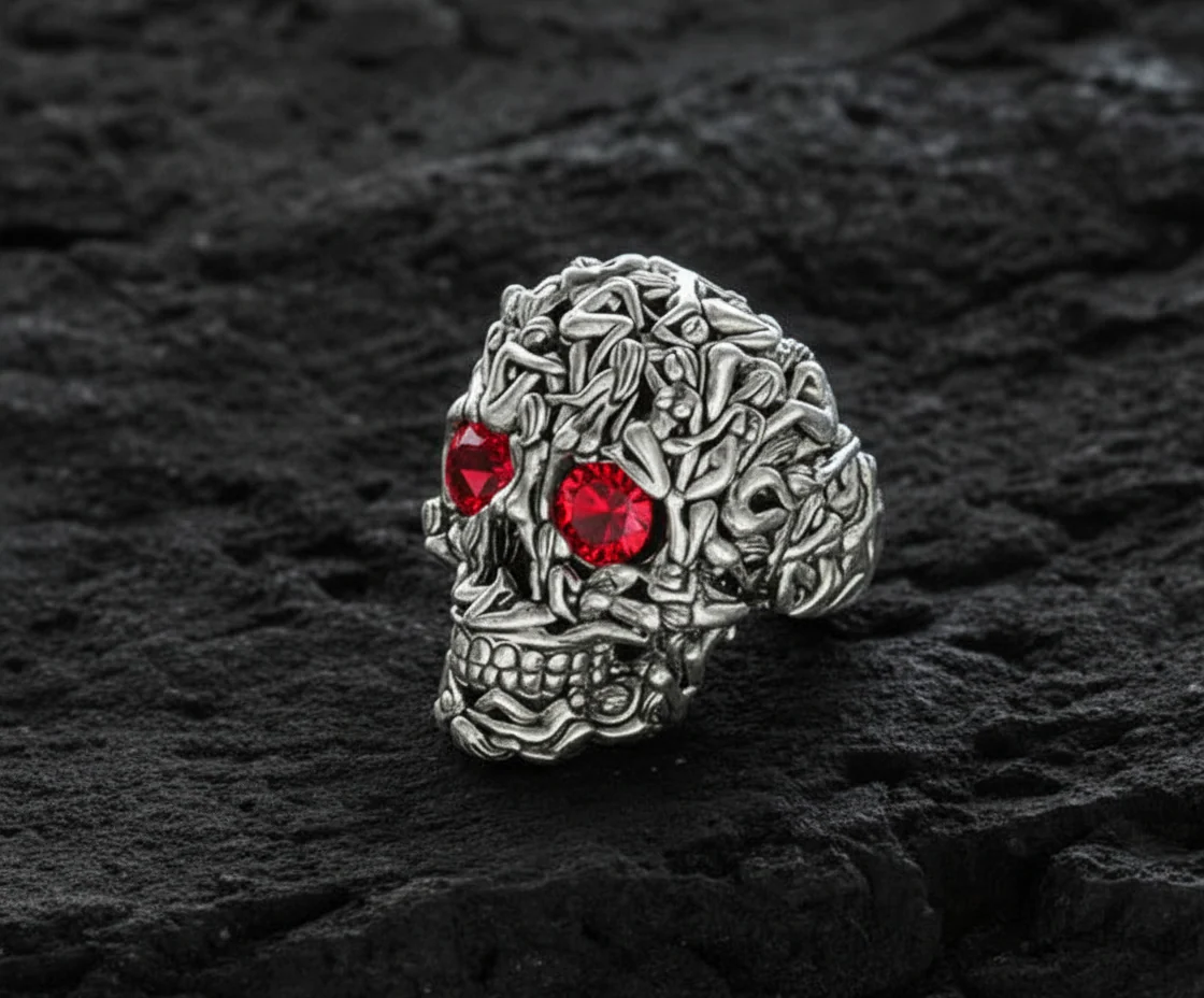 RARE PRINCE by CARAT SUTRA | Unique Designed Women's Body Skull Ring | 925 Sterling Silver Oxidized Ring | Men's Jewelry | With Certificate of Authenticity and 925 Hallmark - Image 6