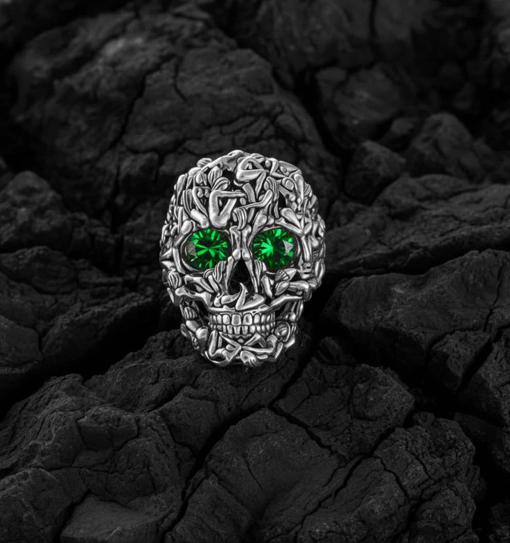 RARE PRINCE by CARAT SUTRA | Unique Designed Women's Body Skull Ring | 925 Sterling Silver Oxidized Ring | Men's Jewelry | With Certificate of Authenticity and 925 Hallmark - Image 7