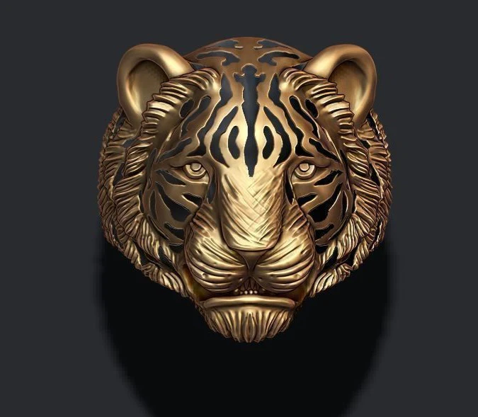 RARE PRINCE by CARAT SUTRA | Unique Designed Tiger Face Ring | 22kt Gold Micron Plated 925 Sterling Silver Oxidized Ring | Men's Jewelry | With Certificate of Authenticity and 925 Hallmark - Image 6