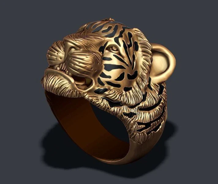 RARE PRINCE by CARAT SUTRA | Unique Designed Tiger Face Ring | 22kt Gold Micron Plated 925 Sterling Silver Oxidized Ring | Men's Jewelry | With Certificate of Authenticity and 925 Hallmark - Image 7