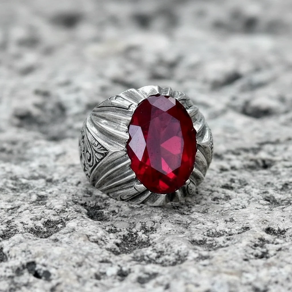 RARE PRINCE by CARAT SUTRA | Unique Designed Ring with Natural Red Ruby | 925 Sterling Silver Oxidized Ring | Men's Jewelry | With Certificate of Authenticity and 925 Hallmark - Image 4