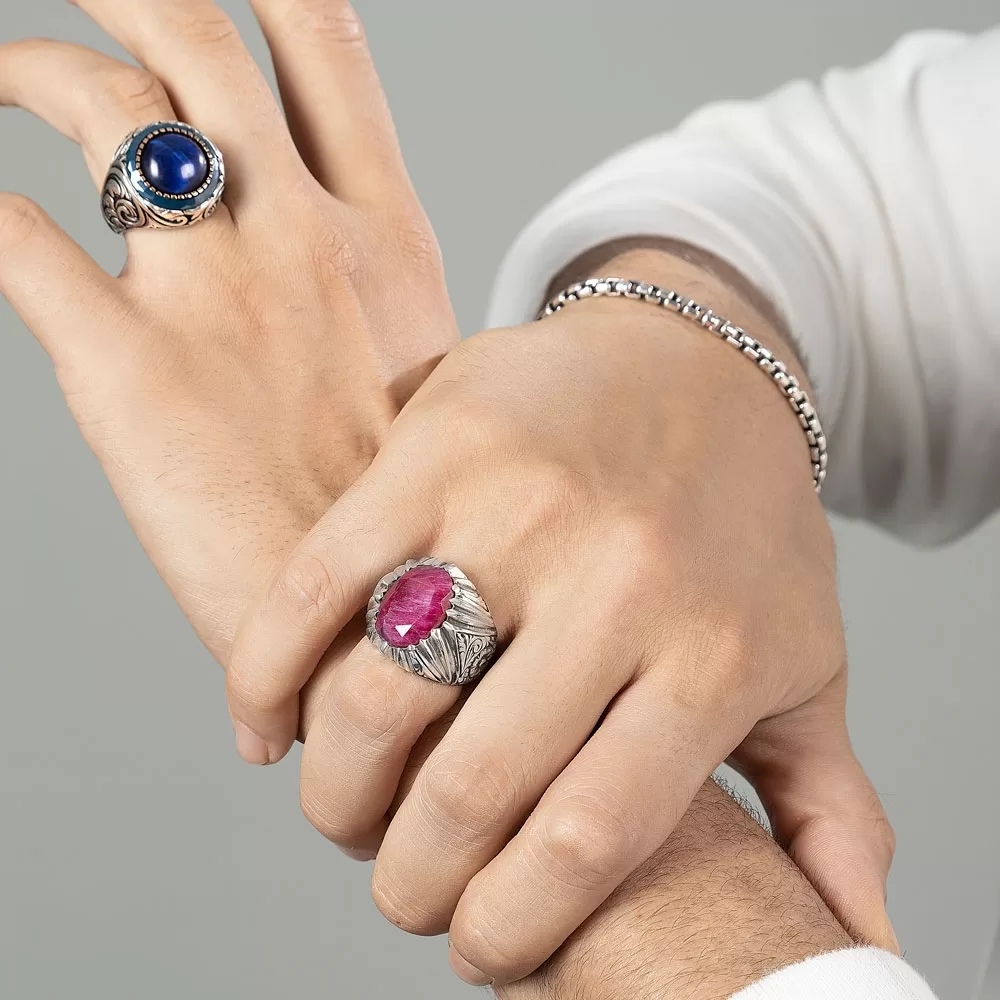 RARE PRINCE by CARAT SUTRA | Unique Designed Ring with Natural Red Ruby | 925 Sterling Silver Oxidized Ring | Men's Jewelry | With Certificate of Authenticity and 925 Hallmark - Image 7