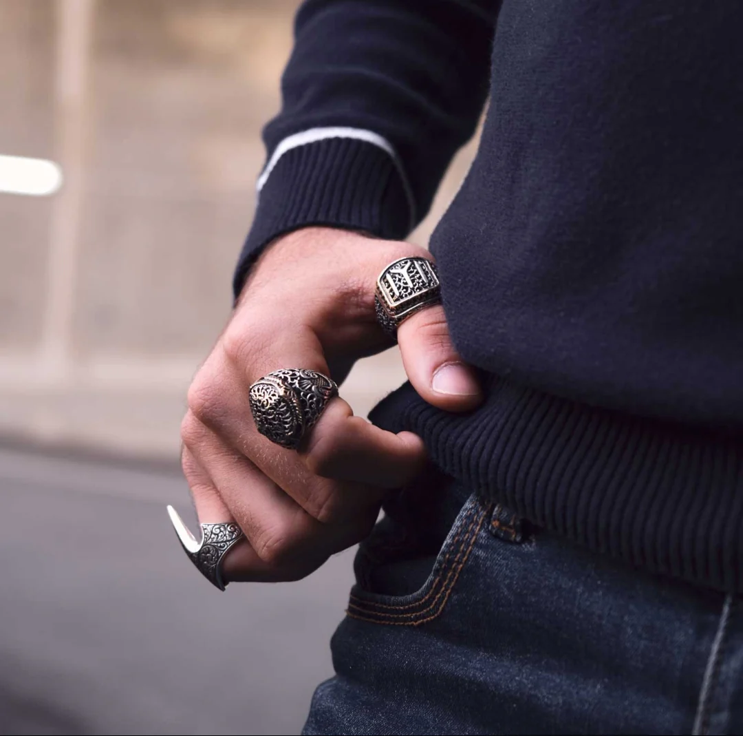 RARE PRINCE by CARAT SUTRA | Unique Design Kayi Ring | 925 Sterling Silver Oxidized Ring | Men's Jewelry | With Certificate of Authenticity and 925 Hallmark - Image 2