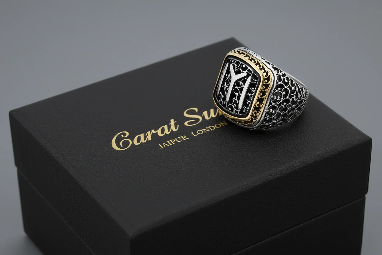 RARE PRINCE by CARAT SUTRA | Unique Design Kayi Ring | 925 Sterling Silver Oxidized Ring | Men's Jewelry | With Certificate of Authenticity and 925 Hallmark - Image 4