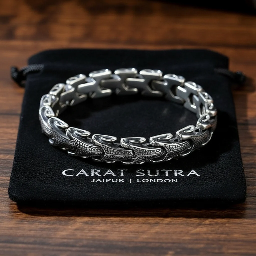 RARE PRINCE by CARAT SUTRA | Unique Dark Serpent Bracelet | 925 Sterling Silver Oxidized Bracelet | Men's Jewelry | With Certificate of Authenticity and 925 Hallmark - Image 3