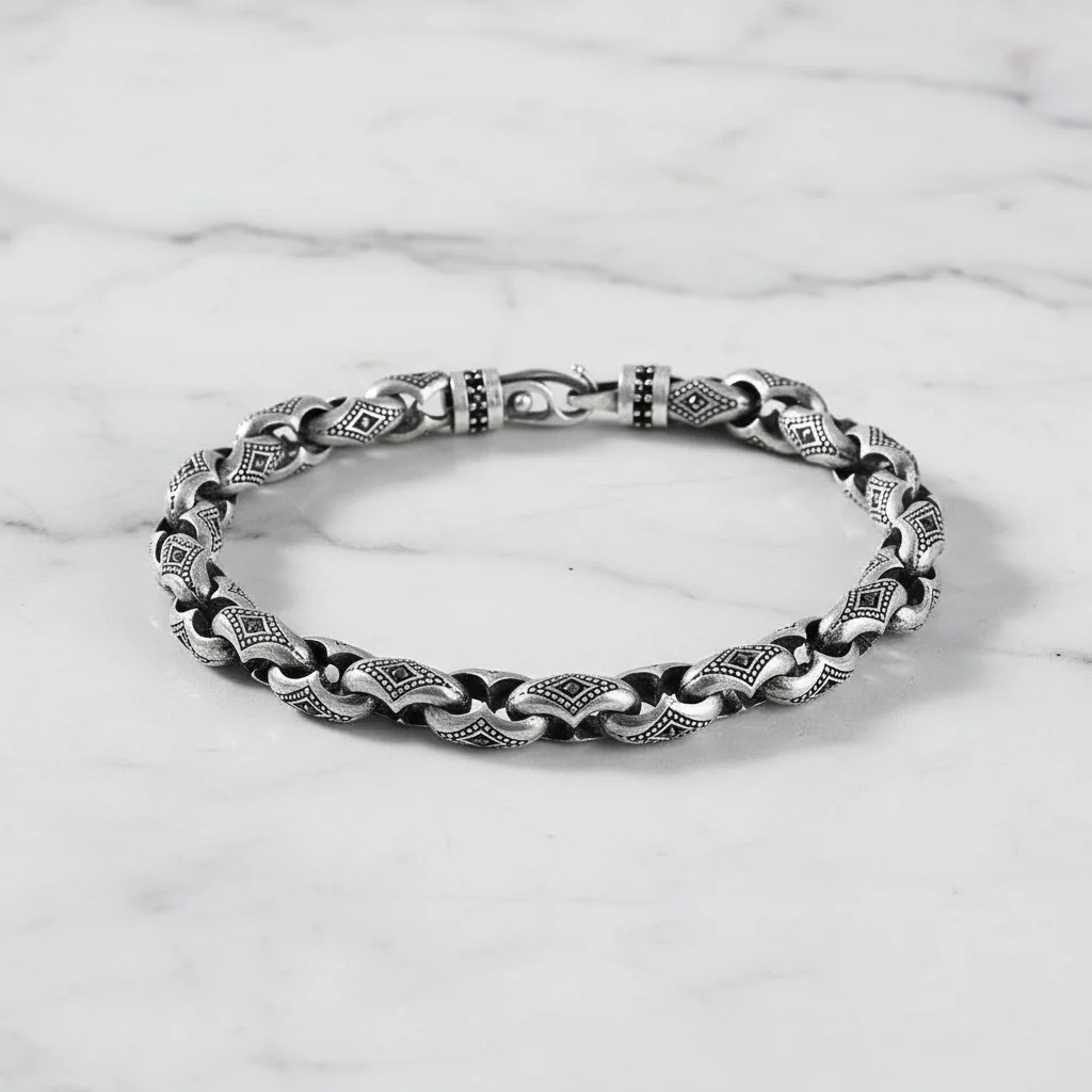 Unique Hand Engraved Vintage Oxidized Bracelet | 35g, 925 Sterling Silver Bracelet | With Certificate of Authenticity and 925 Hallmark