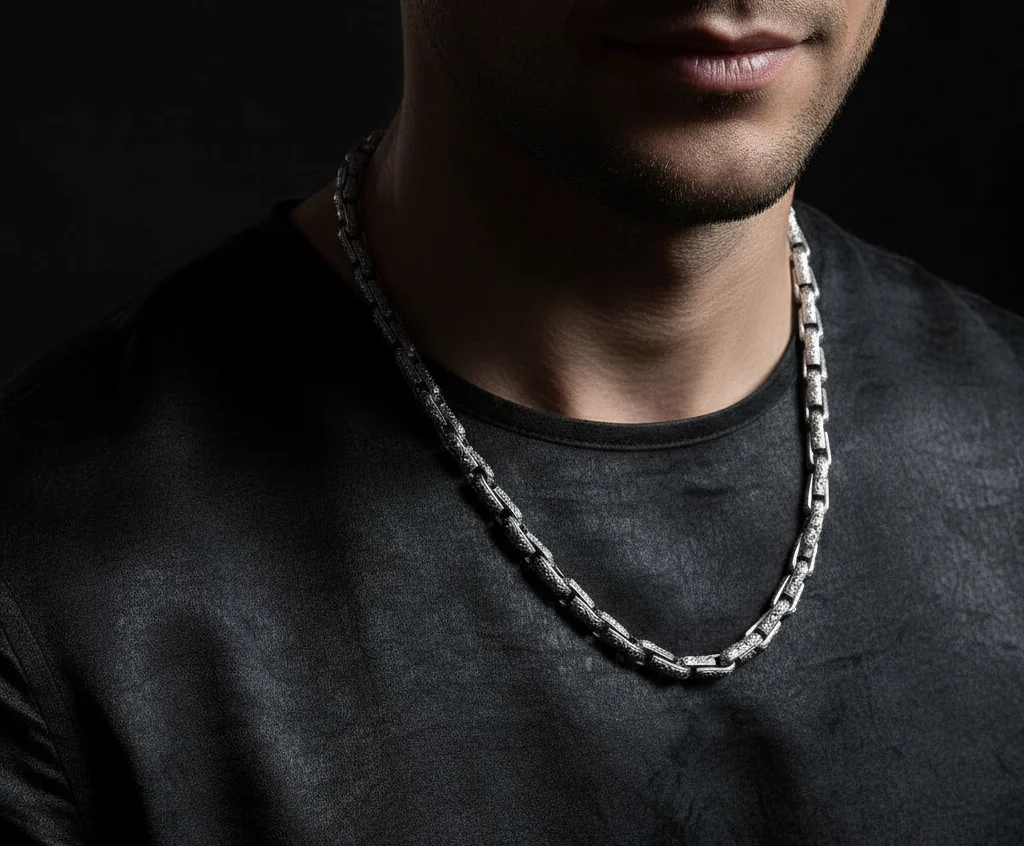 RARE PRINCE by CARAT SUTRA | Unique Hand Engraved Vintage Oxidized Chain | 925 Sterling Silver Chain | Men's Jewelry | With Certificate of Authenticity and 925 Hallmark - Image 2