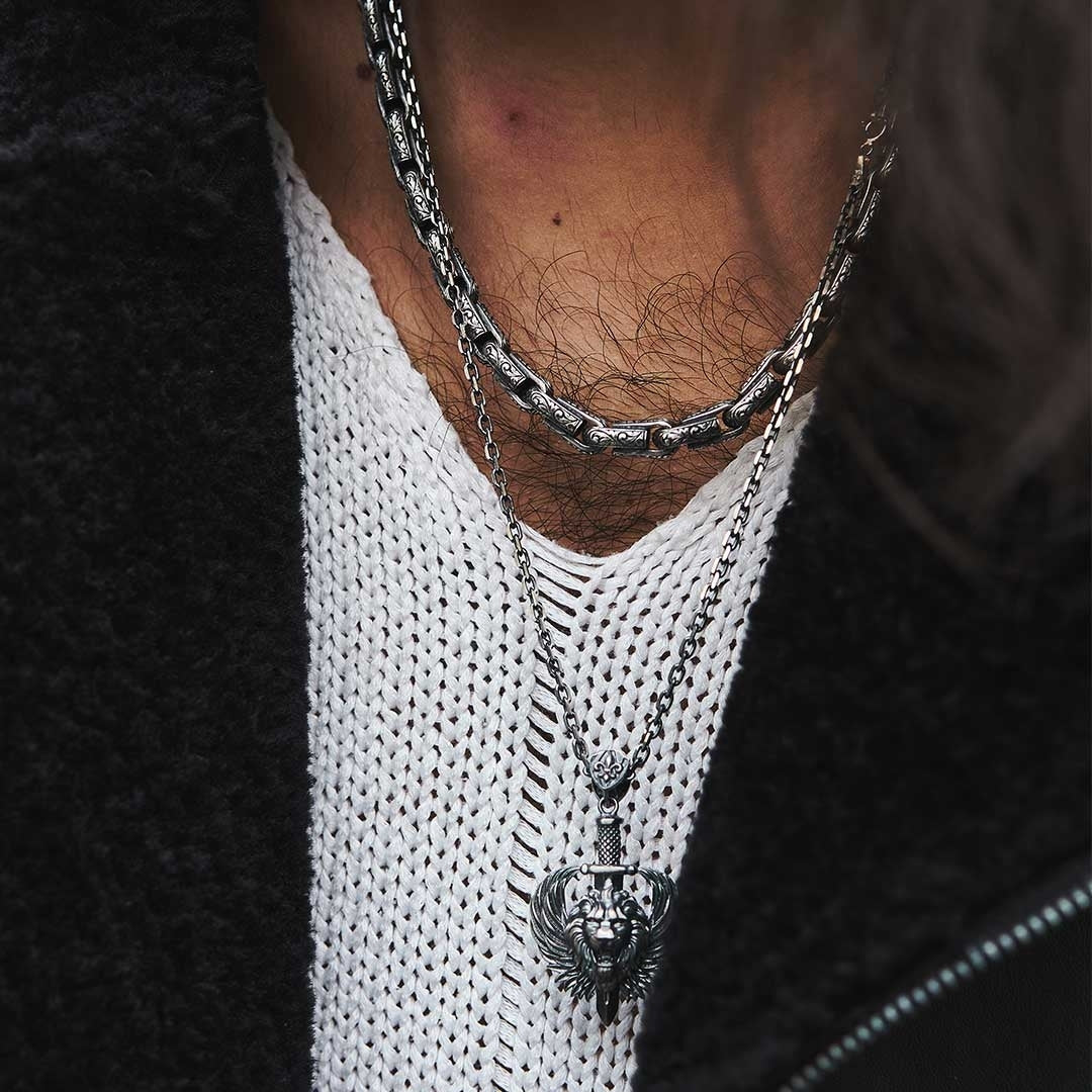 RARE PRINCE by CARAT SUTRA | Unique Hand Engraved Vintage Oxidized Chain | 925 Sterling Silver Chain | Men's Jewelry | With Certificate of Authenticity and 925 Hallmark - Image 4