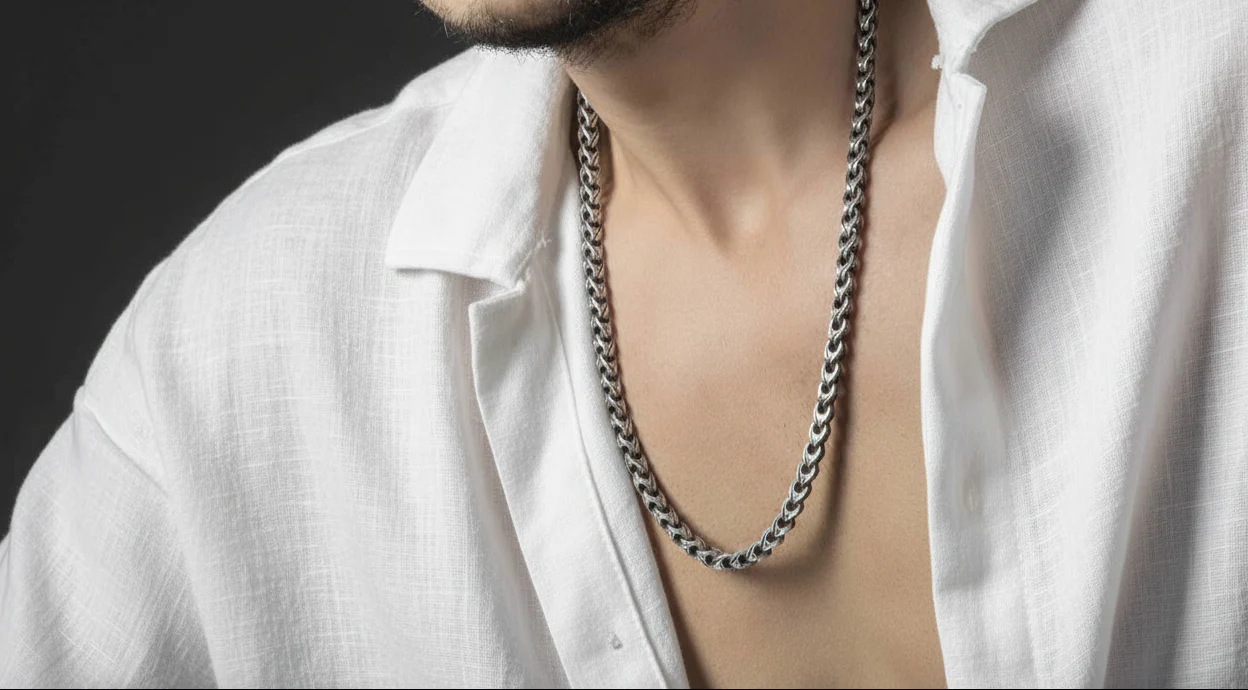 RARE PRINCE by CARAT SUTRA | Unique Hand Engraved Cylindrical Oxidized Chain | 925 Sterling Silver Chain | Men's Jewelry | With Certificate of Authenticity and 925 Hallmark - Image 4