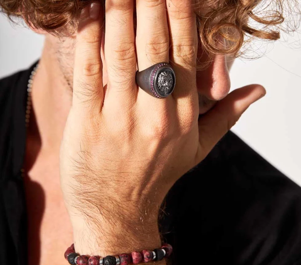 RARE PRINCE by CARAT SUTRA | Unique Handmade Turkish Style Lion Ring with Zircons | 925 Sterling Silver Oxidized Ring | Men's Jewelry | With Certificate of Authenticity and 925 Hallmark - Image 4