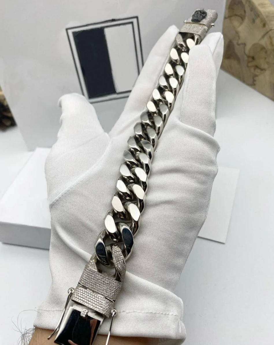 RARE PRINCE by CARAT SUTRA | Unique 16mm High Polished Solid Miami Cuban Bracelet with Iced Skull Lock for Men | 925 Sterling Silver Bracelet | Men's Jewelry | With Certificate of Authenticity and 925 Hallmark - Image 6