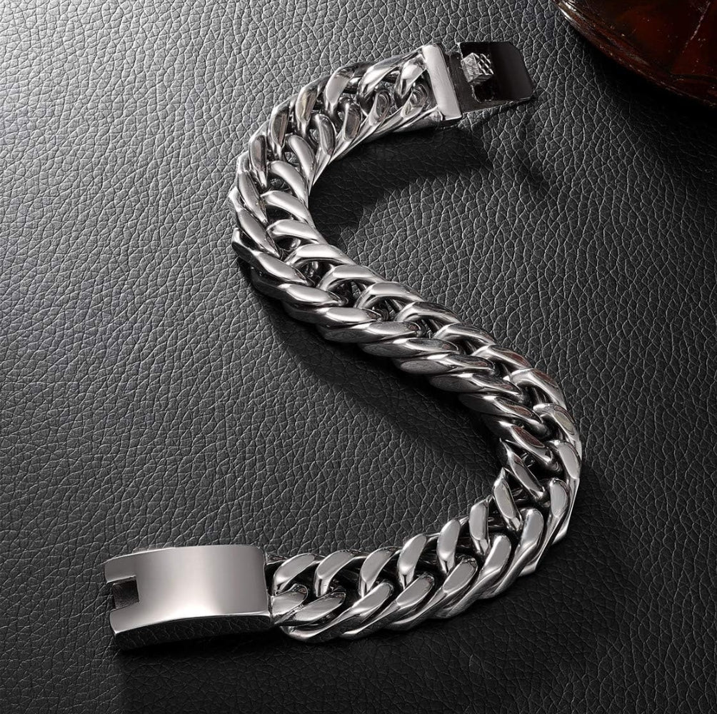 16mm wide, Solid Unique Retro 3 link Cuban High Polished Bracelet for Men | 925 Pure Silver Bracelet | With Certificate of Authenticity and 925 Hallmark - Image 6