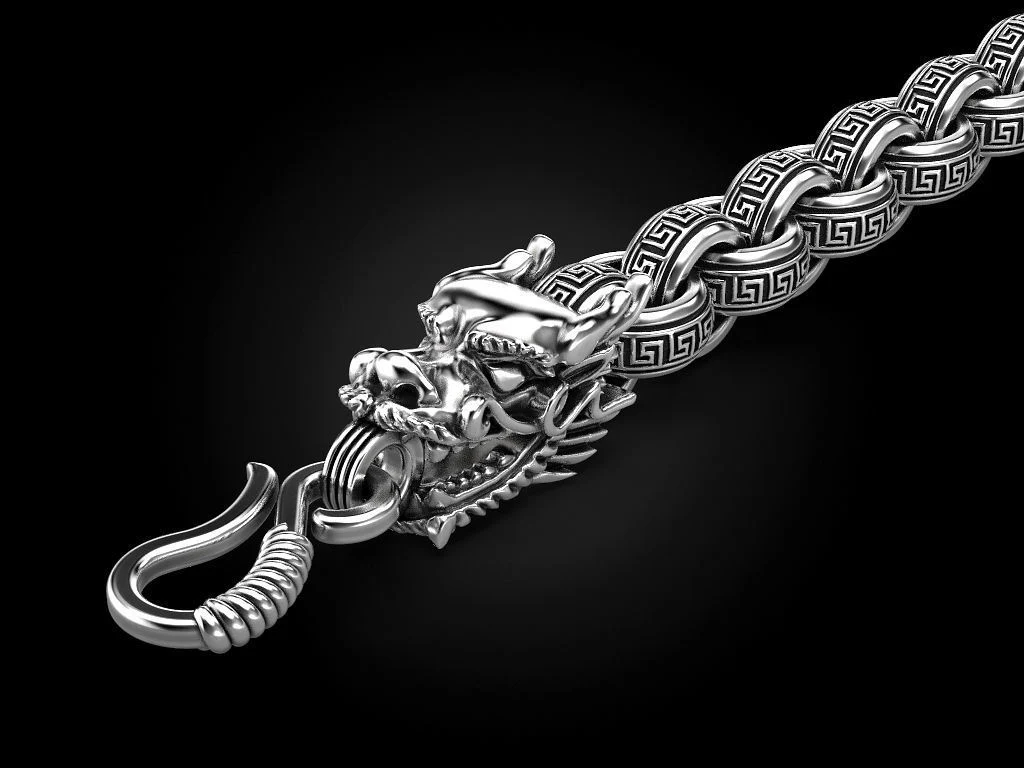 Unique Two Headed Dragon Bracelet for Men | 925 Sterling Silver Bracelet | Men's Jewelry | With Certificate of Authenticity and 925 Hallmark - Image 2