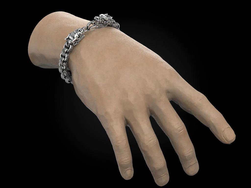 Unique Two Headed Dragon Bracelet for Men | 925 Sterling Silver Bracelet | Men's Jewelry | With Certificate of Authenticity and 925 Hallmark - Image 3