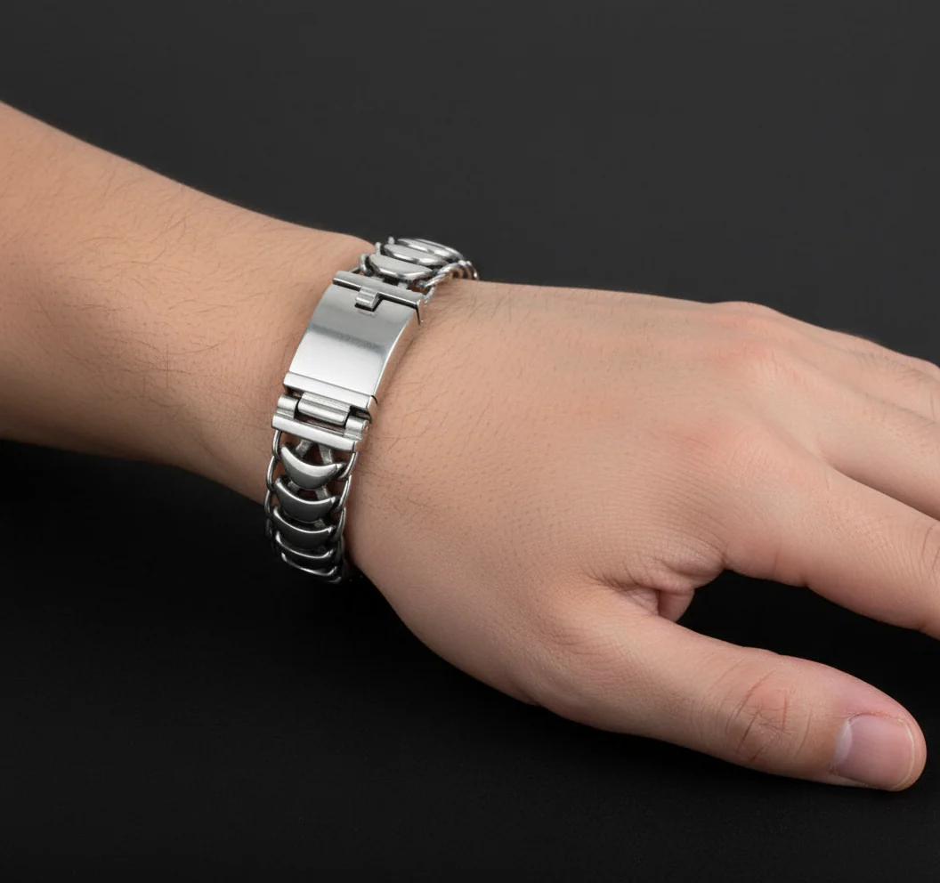RARE PRINCE by CARAT SUTRA | Unique Link Designed High Polished Bracelet for Men | 925 Sterling Silver Bracelet | Men's Jewelry | With Certificate of Authenticity and 925 Hallmark - Image 3