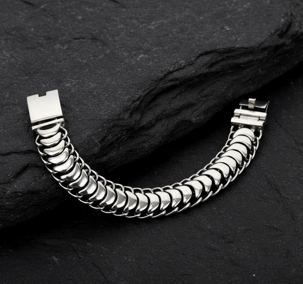 RARE PRINCE by CARAT SUTRA | Unique Link Designed High Polished Bracelet for Men | 925 Sterling Silver Bracelet | Men's Jewelry | With Certificate of Authenticity and 925 Hallmark - Image 4