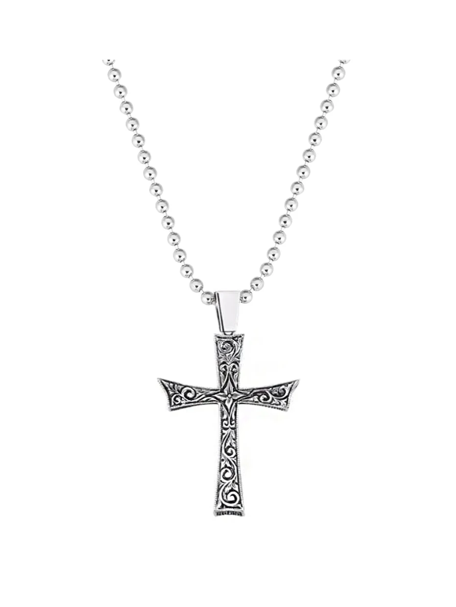 RARE PRINCE by CARAT SUTRA | Unique Classic Cross Pendant with Engraved Design, 925 Sterling Silver Pendant | Men's Jewelry | With Certificate of Authenticity and 925 Hallmark - Image 6