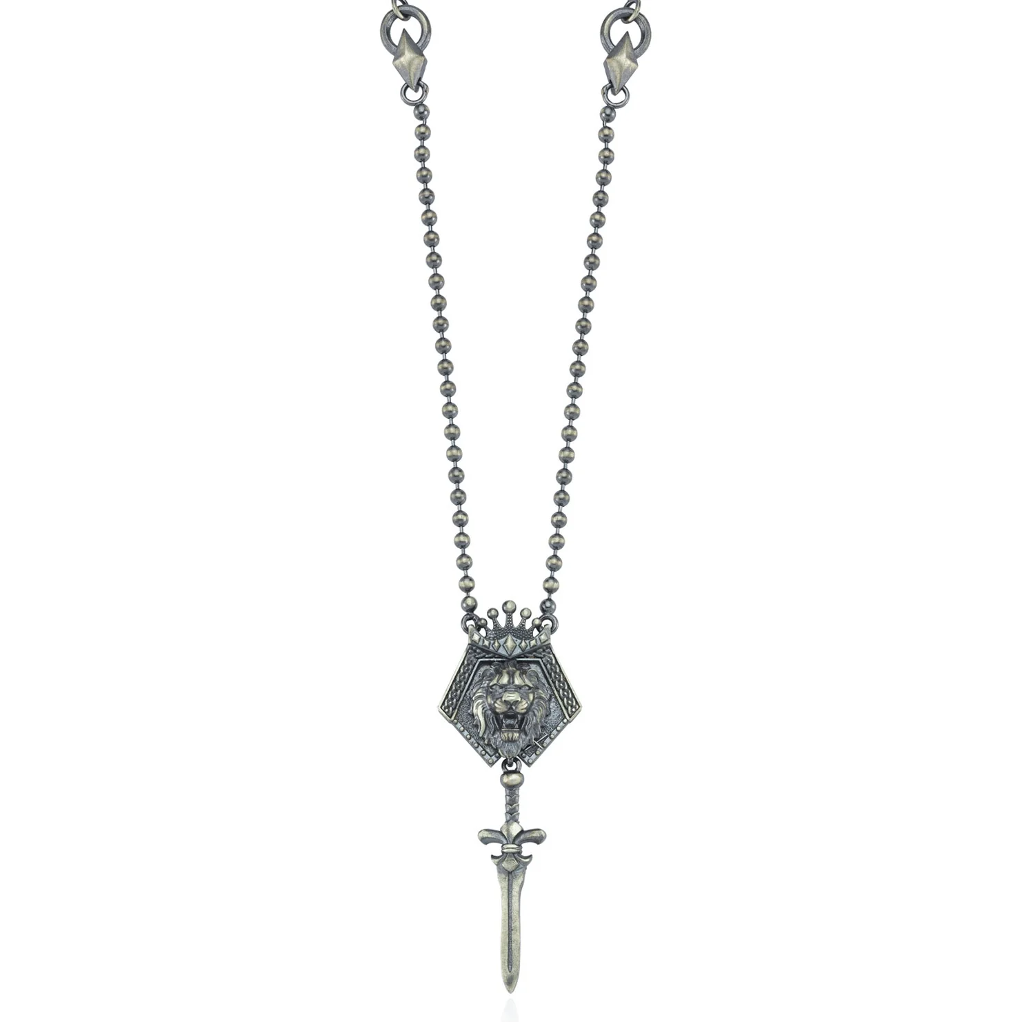 RARE PRINCE by CARAT SUTRA | Unique Designed King Lion with Sword Pendant Necklace with Ball Chain | 925 Sterling Silver Oxidized Necklace | Men's Jewelry | With Certificate of Authenticity and 925 Hallmark - Image 4