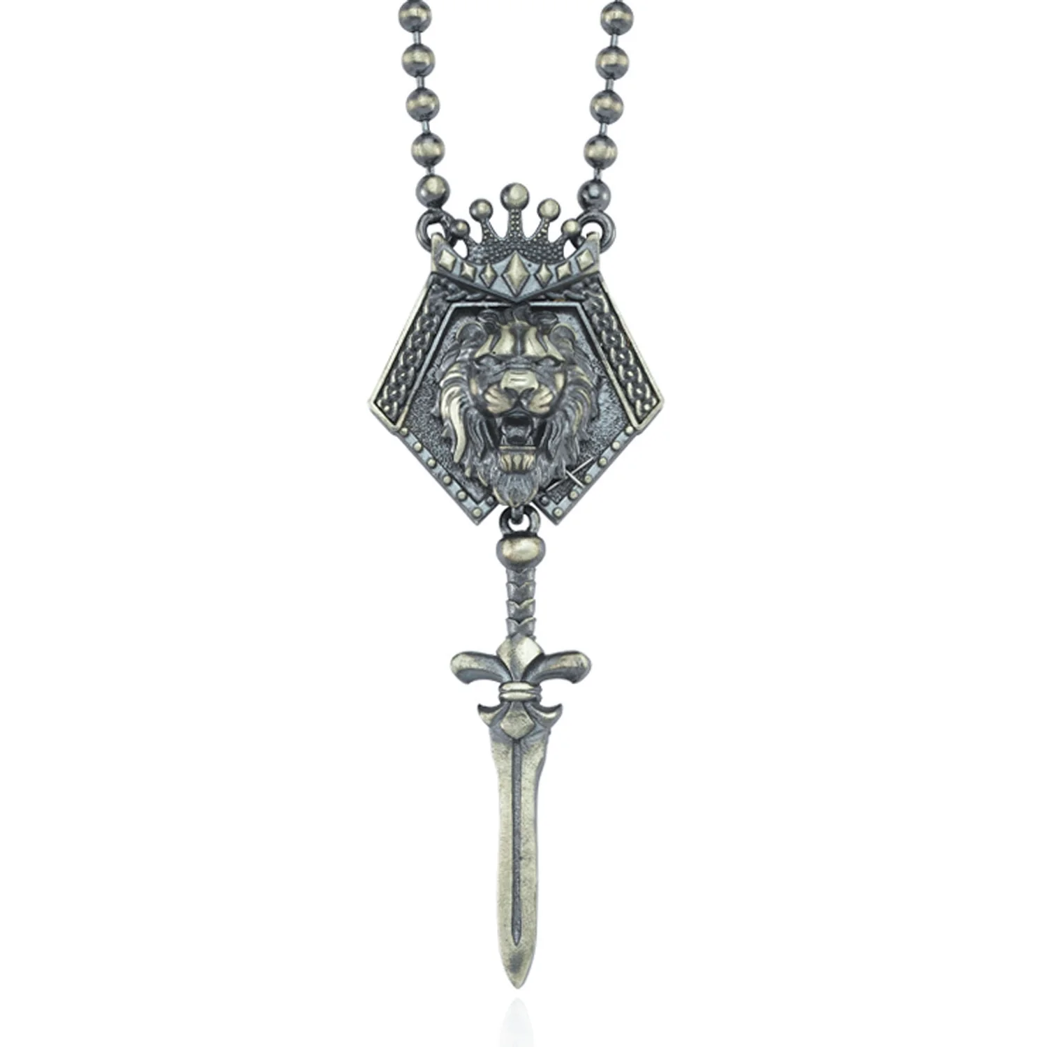 RARE PRINCE by CARAT SUTRA | Unique Designed King Lion with Sword Pendant Necklace with Ball Chain | 925 Sterling Silver Oxidized Necklace | Men's Jewelry | With Certificate of Authenticity and 925 Hallmark - Image 5