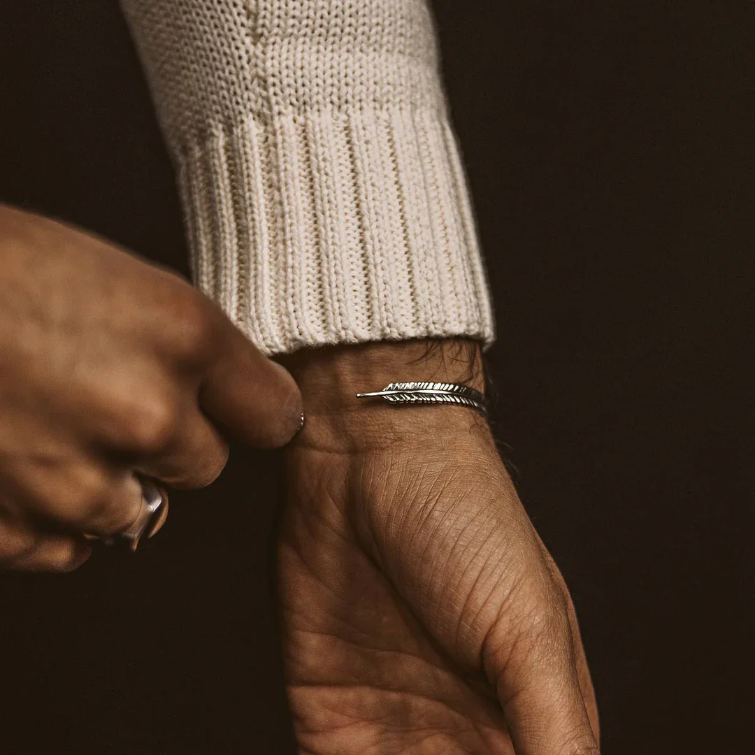RARE PRINCE by CARAT SUTRA | Unique Thin Feather Bangle/kadaa/Handcuff for Men & Boys | 925 Sterling Silver Bracelet | Men's Jewelry | With Certificate of Authenticity and 925 Hallmark - Image 4