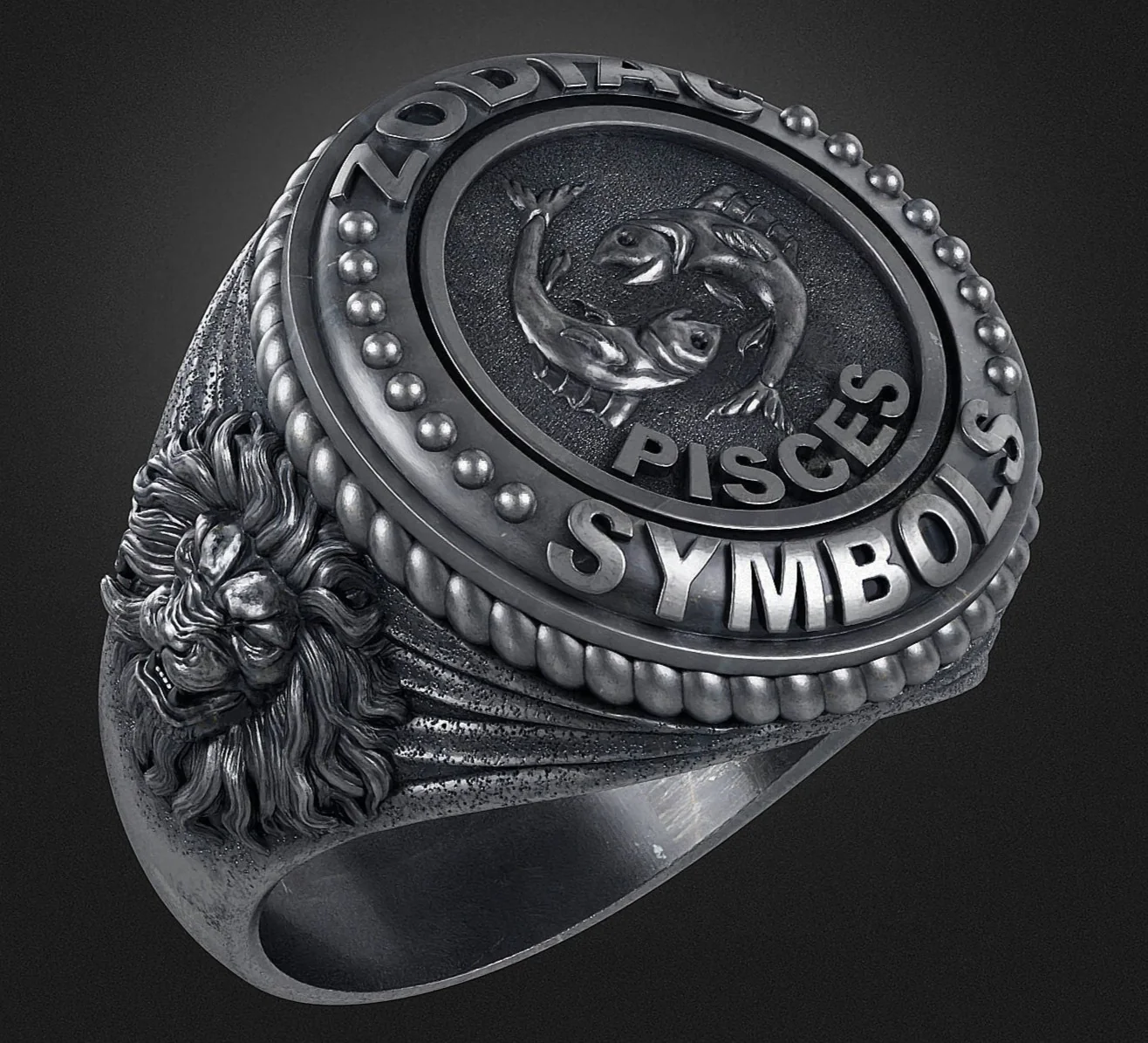 RARE PRINCE by CARAT SUTRA | Unique Designed Pisces Zodiac Ring with Lion | 925 Sterling Silver Oxidized Ring | Men's Jewelry | With Certificate of Authenticity and 925 Hallmark - Image 4