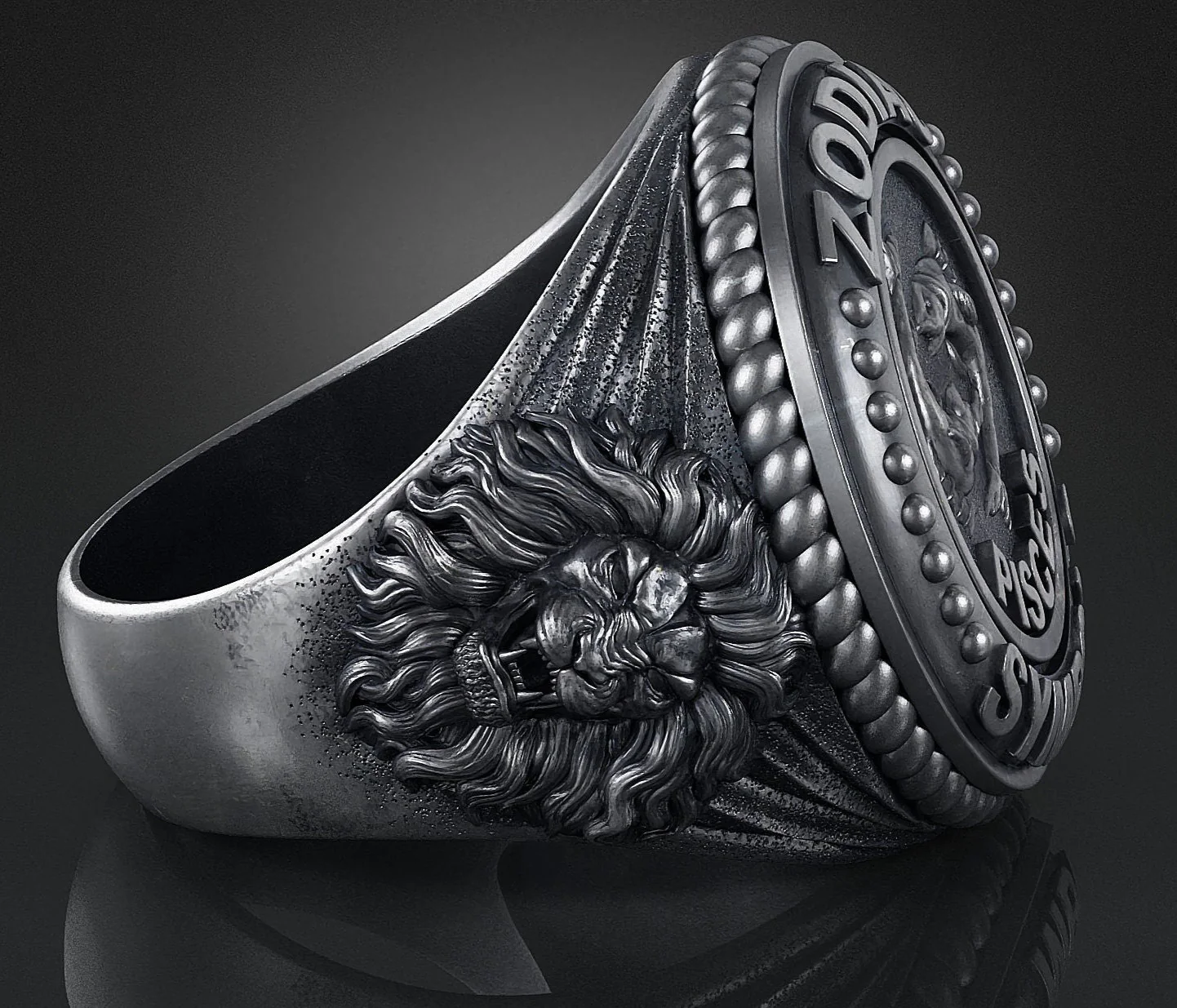 RARE PRINCE by CARAT SUTRA | Unique Designed Pisces Zodiac Ring with Lion | 925 Sterling Silver Oxidized Ring | Men's Jewelry | With Certificate of Authenticity and 925 Hallmark - Image 5