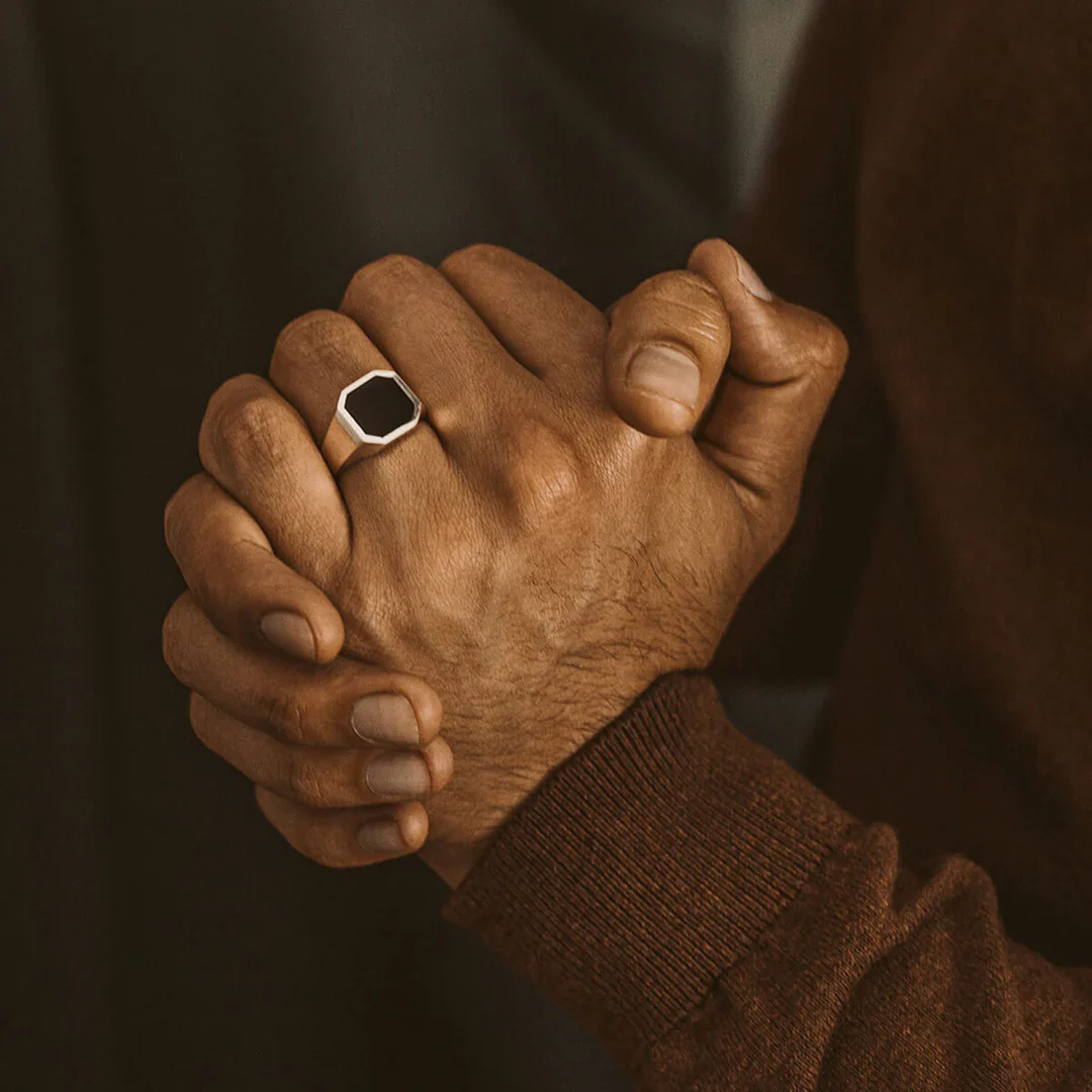 RARE PRINCE by CARAT SUTRA | Classic Signet Ring with Natural Black Onyx | 925 Sterling Silver Ring | Men's Jewelry | With Certificate of Authenticity and 925 Hallmark - Image 3