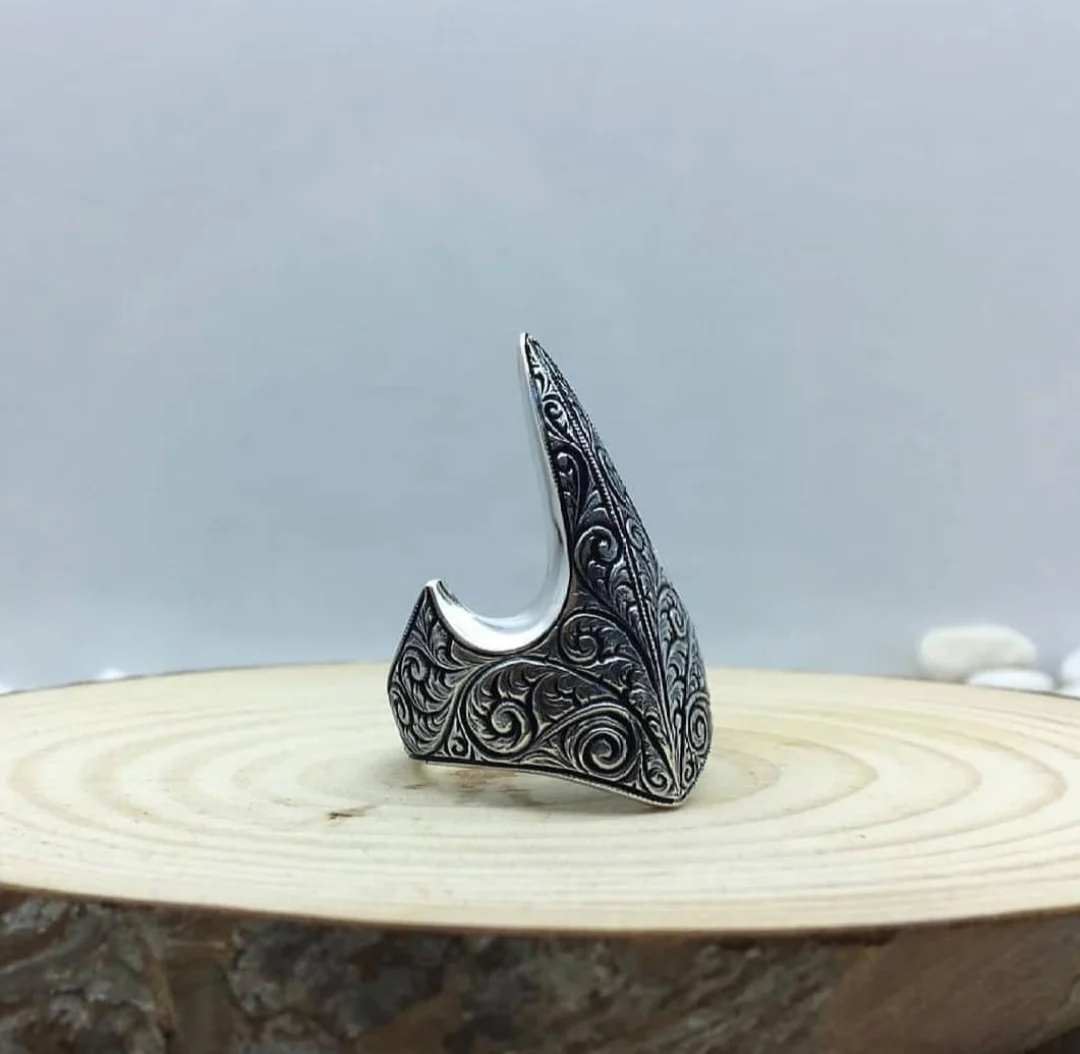 RARE PRINCE by CARAT SUTRA | Unique Turkish Style Signet Thumb Ring | 925 Sterling Silver Oxidized Ring | Men's Jewelry | With Certificate of Authenticity and 925 Hallmark - Image 4