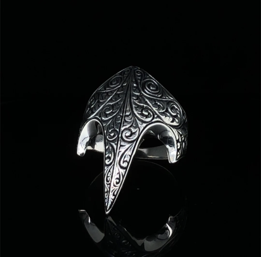 RARE PRINCE by CARAT SUTRA | Unique Turkish Style Signet Thumb Ring | 925 Sterling Silver Oxidized Ring | Men's Jewelry | With Certificate of Authenticity and 925 Hallmark - Image 7