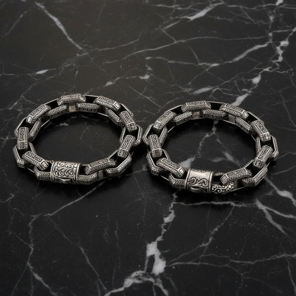 13mm wide, Unique Vintage Artistry Ancient Oxidized Bracelet | 925 Sterling Silver Bracelet | Men's Jewelry | With Certificate of Authenticity and 925 Hallmark - Image 3