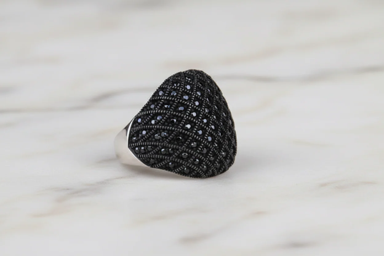 RARE PRINCE by CARAT SUTRA | Unique Turkish Style Oxidised Silver Ring with Black Zircon| 925 Sterling Silver Oxidized Ring | Men's Jewelry | With Certificate of Authenticity and 925 Hallmark - Image 7