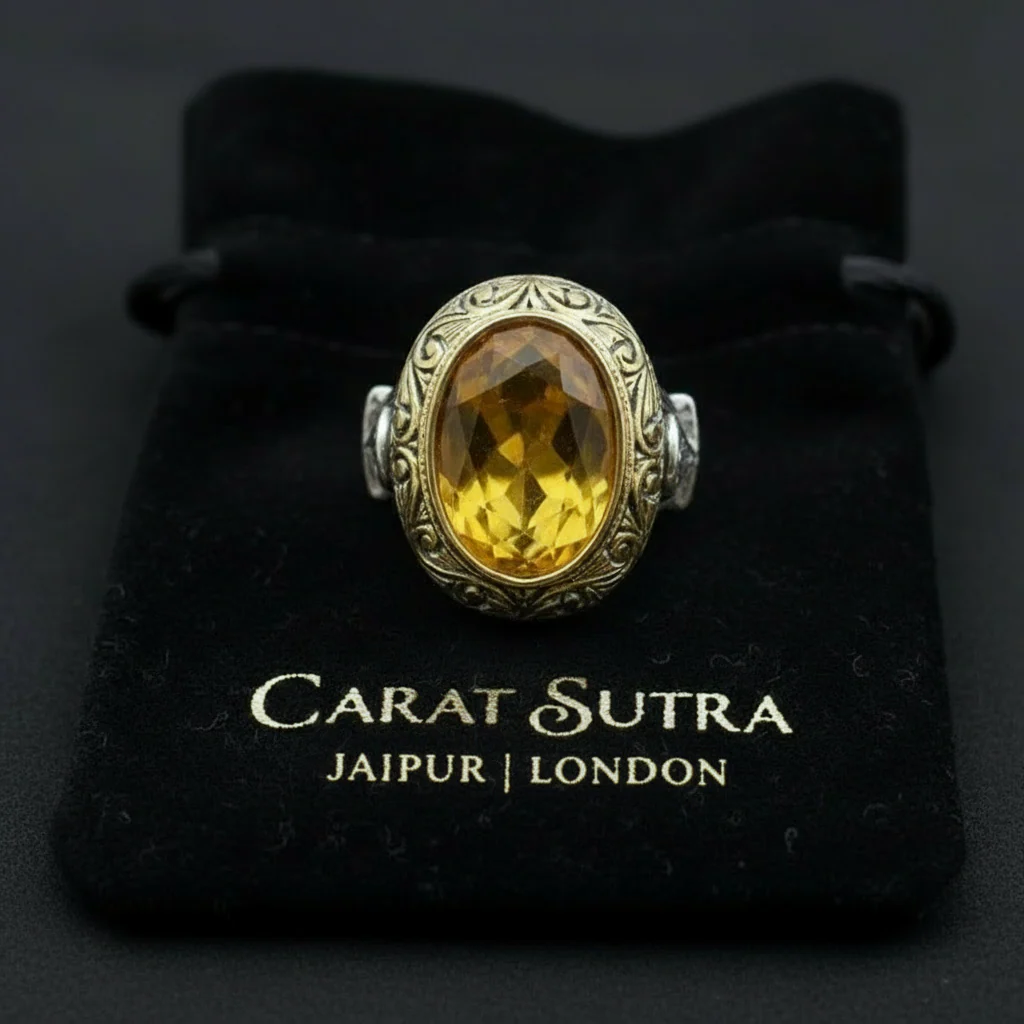 Unique Turkish Style Ring with Yellow Sapphire | 925 Sterling Silver Oxidized Ring | With Certificate of Authenticity and 925 Hallmark - Image 2