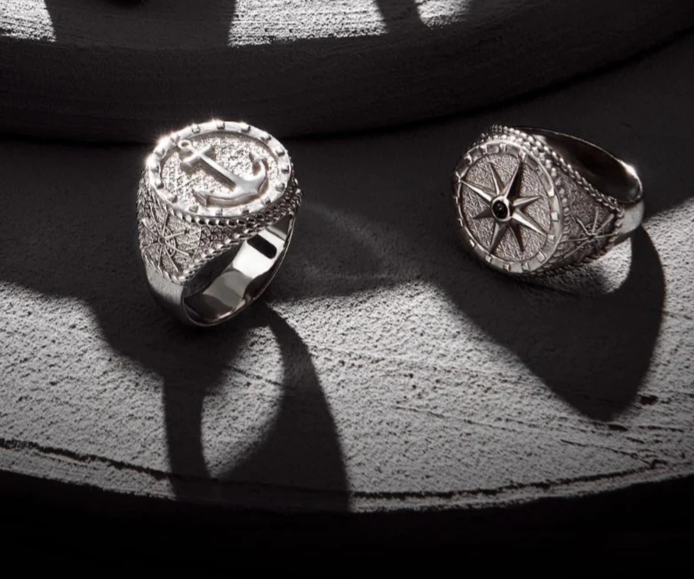 RARE PRINCE by CARAT SUTRA | Exclusive Signet Style Compass Ring, Sterling Silver 925 Ring | Jewellery for Men| With Certificate of Authenticity and 925 Hallmark - Image 6