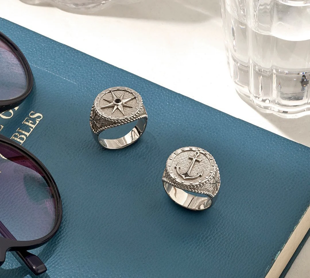 RARE PRINCE by CARAT SUTRA | Exclusive Signet Style Compass Ring, Sterling Silver 925 Ring | Jewellery for Men| With Certificate of Authenticity and 925 Hallmark - Image 7