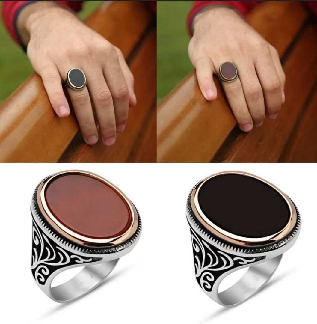 RARE PRINCE by CARAT SUTRA | Unique Turkish Style Ring with Natural Black Onyx | 925 Sterling Silver Oxidized Ring | Men's Jewelry | With Certificate of Authenticity and 925 Hallmark - Image 9
