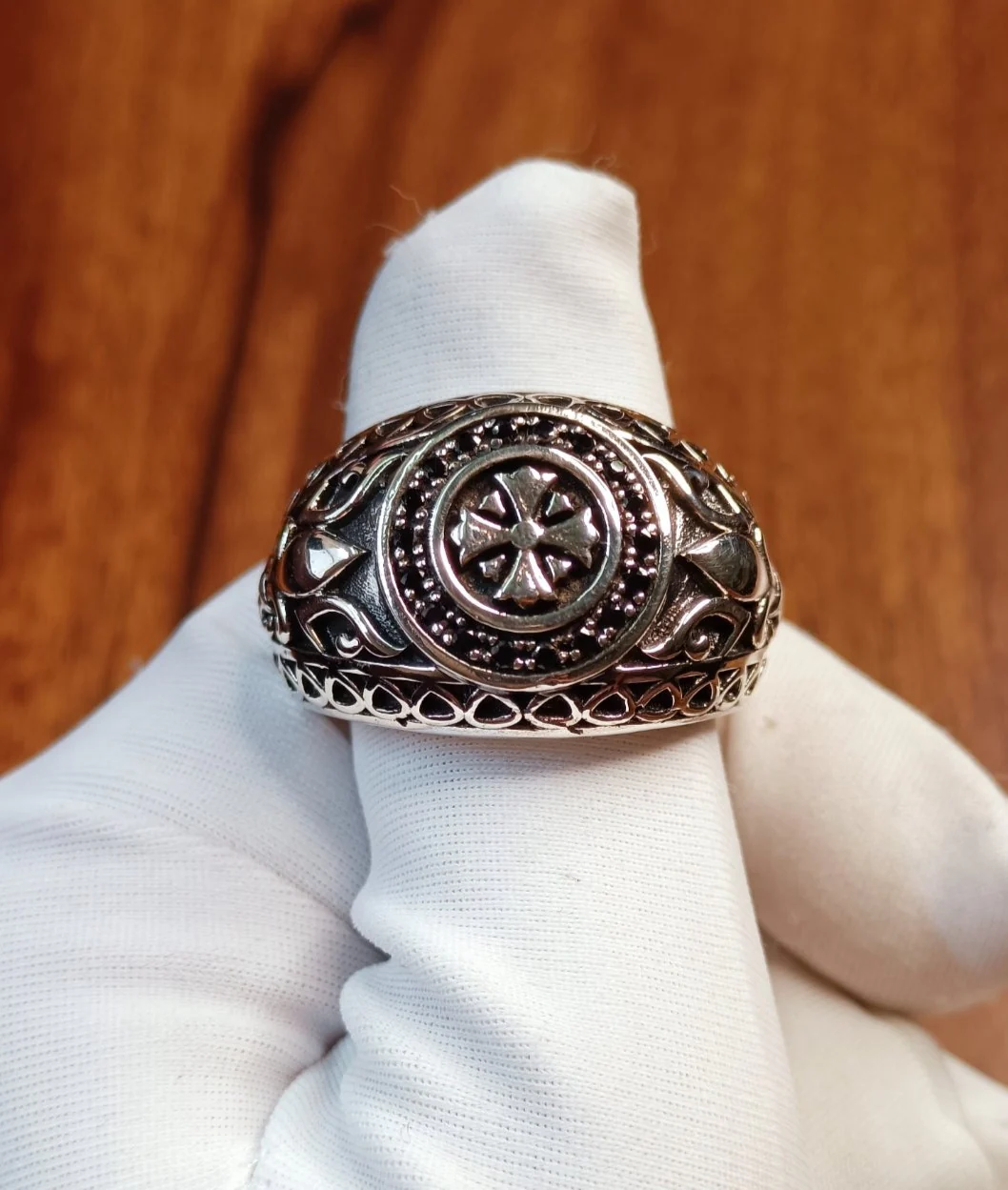 RARE PRINCE by CARAT SUTRA | Unique Fort Templar Signet Ring | 925 Sterling Silver Oxidized Ring | Men's Jewelry | With Certificate of Authenticity and 925 Hallmark