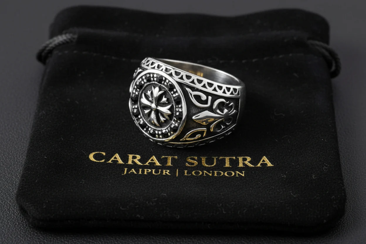 RARE PRINCE by CARAT SUTRA | Unique Fort Templar Signet Ring | 925 Sterling Silver Oxidized Ring | Men's Jewelry | With Certificate of Authenticity and 925 Hallmark - Image 2