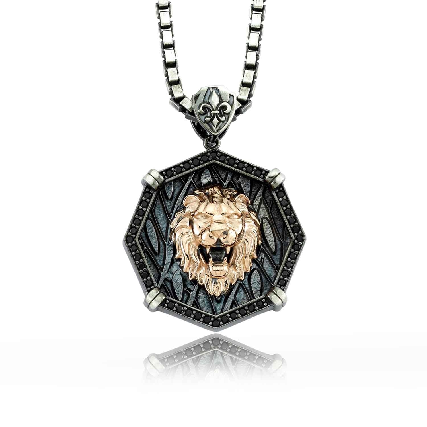 RARE PRINCE by CARAT SUTRA | Unique Designed Lion Pendant for Men | 925 Sterling Silver Rosegold Plated Oxidized Pendant | Men's Jewelry | With Certificate of Authenticity and 925 Hallmark - Image 5