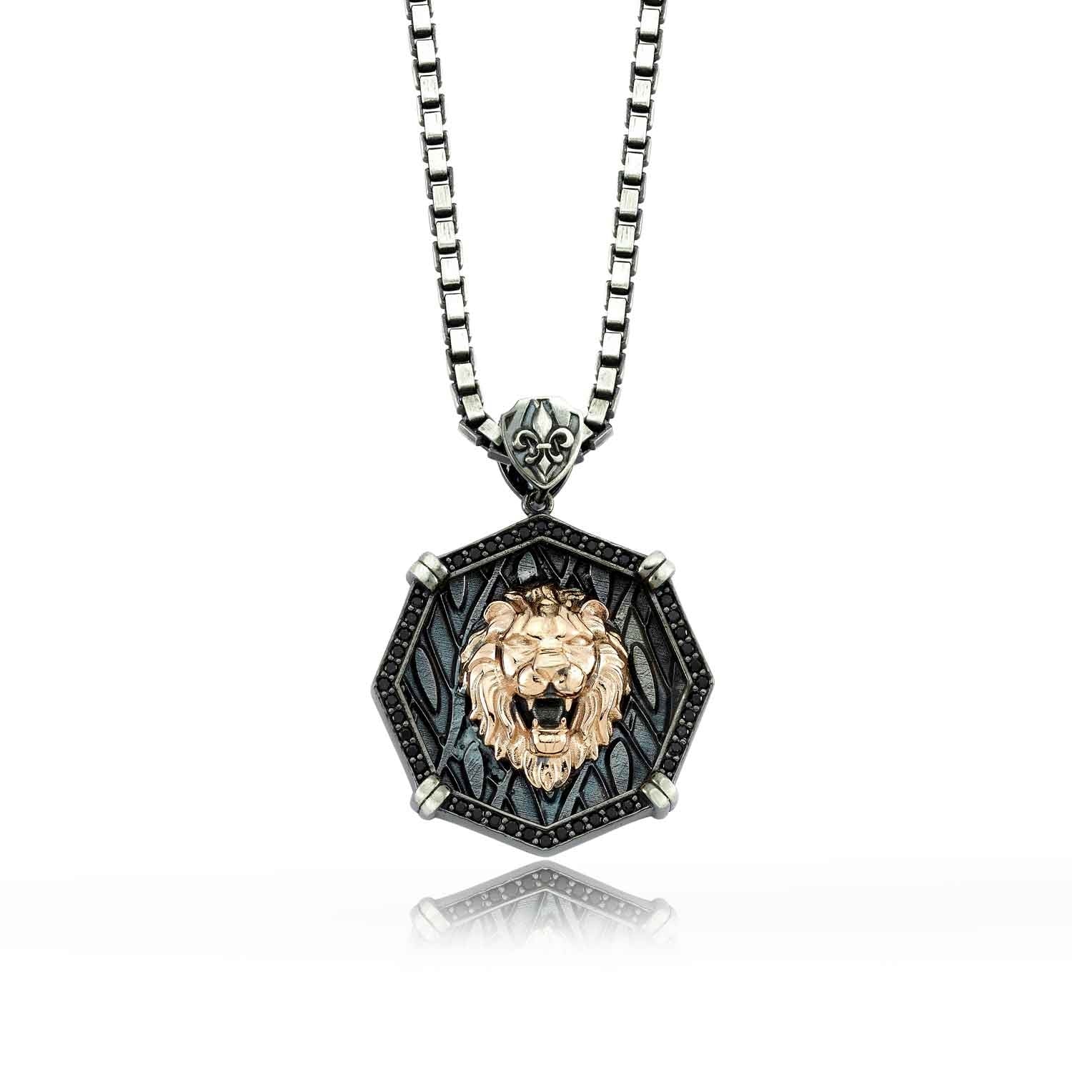 RARE PRINCE by CARAT SUTRA | Unique Designed Lion Pendant for Men | 925 Sterling Silver Rosegold Plated Oxidized Pendant | Men's Jewelry | With Certificate of Authenticity and 925 Hallmark - Image 6