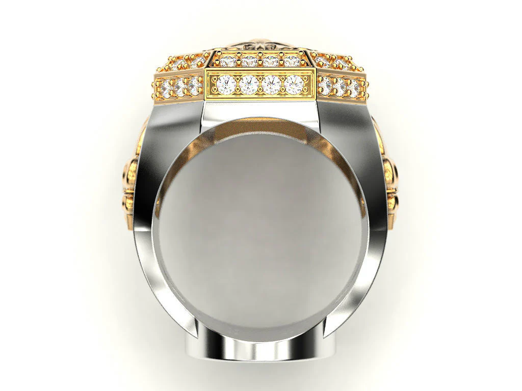 RARE PRINCE by CARAT SUTRA | Unique Design Two Tone Lion Ring with Illuminati/ Evil Eye Symbol | 22kt Gold Micron Plated 925 Sterling Silver Ring | Men's Jewelry | With Certificate of Authenticity and 925 Hallmark - Image 5