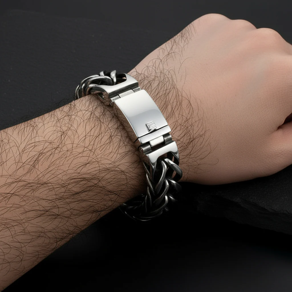 18mm wide Unique Retro Masculina High Polished V link Bracelet for Men | 925 Sterling Silver Bracelet | With Certificate of Authenticity and 925 Hallmark - Image 7